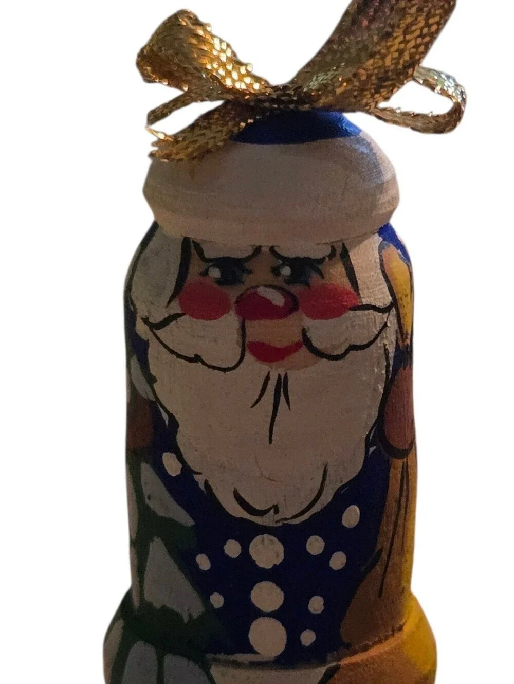 trio traditional Russian folk art handcrafted wooden small ornaments 2.75